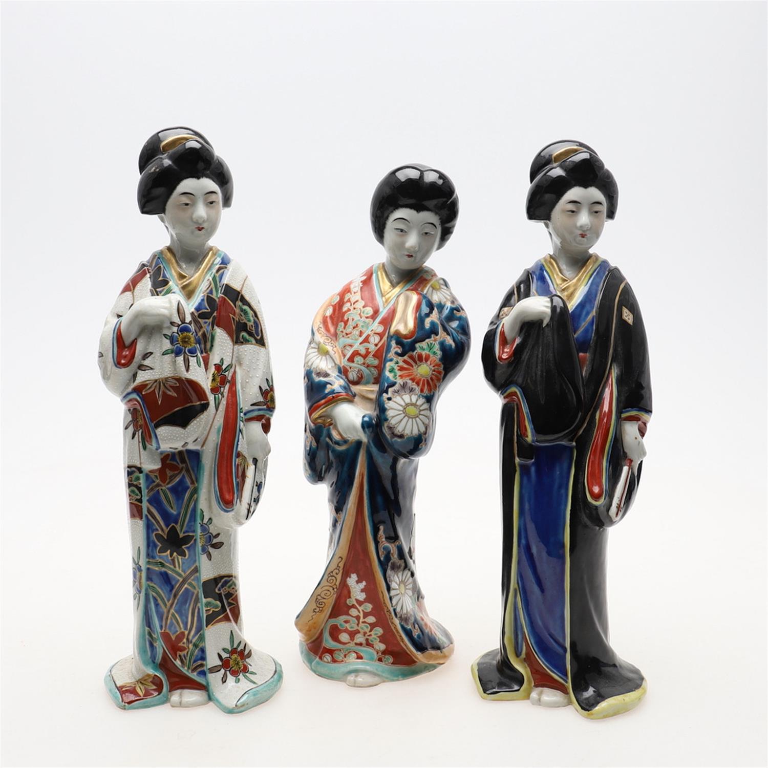 Three Japanese Kutani figures of Bijin