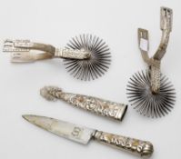 Militaria to include four German and South American knives and a pair of spurs