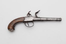 A George III English flintlock cannon barrelled pistol by T. Ketland