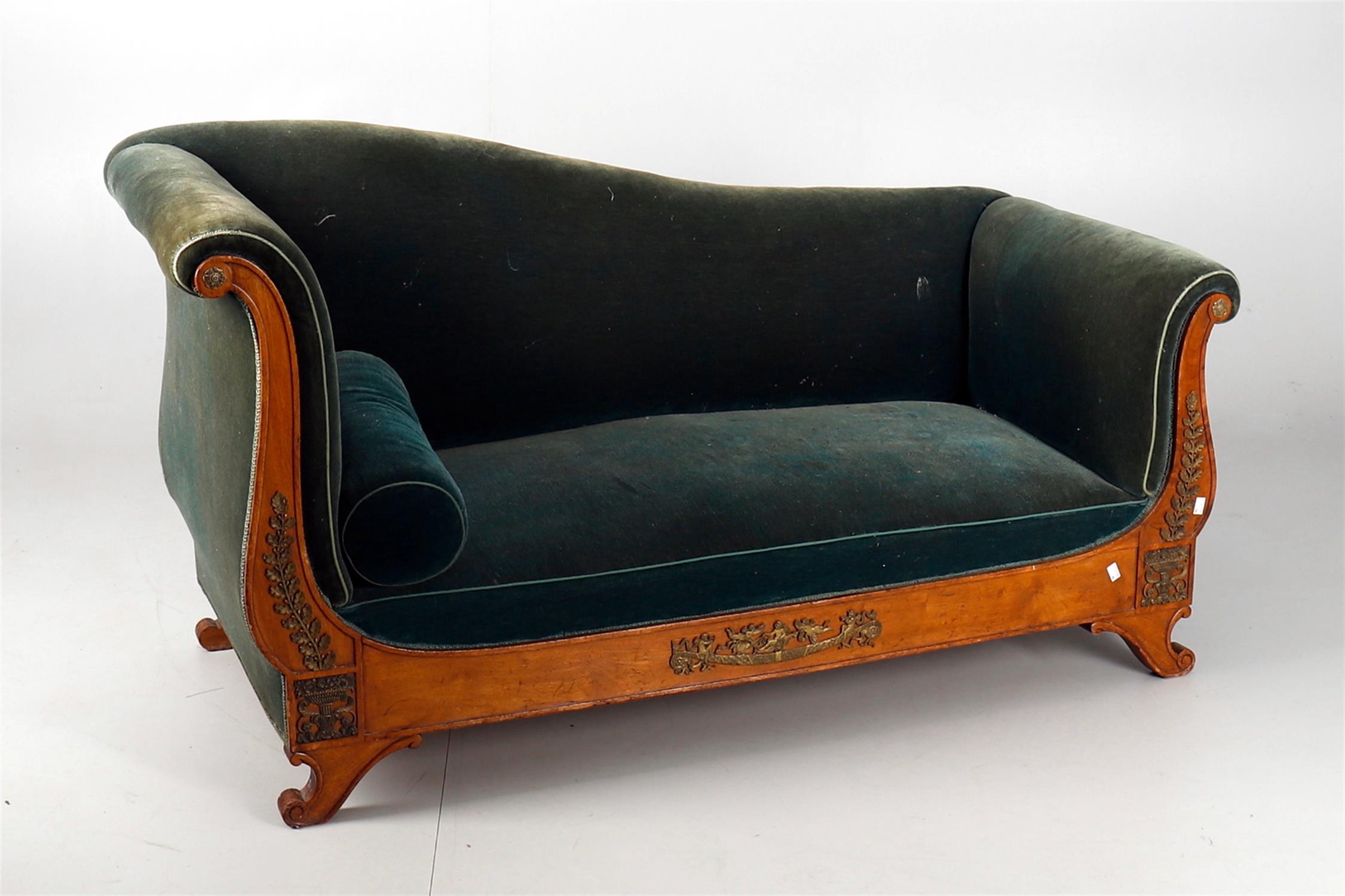 A French Empire style walnut and gilt metal mounted sofa