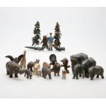 Toys assorted; German made zoo animals by Lineol Elastolin and others