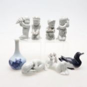 Bing & Grondahl- assorted porcelain figures; Including; six white mer-children or "waterbabies"