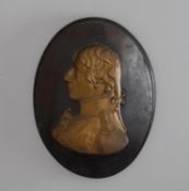 A late 19th century brass profile portrait of Admiral Nelson