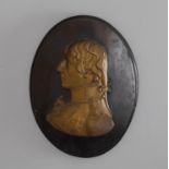 A late 19th century brass profile portrait of Admiral Nelson