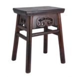 Y A late 19th century Chinese hardwood stool