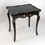 A rose painted black occasional table in the 18th century Italian manner