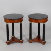 Fiorini- a pair of Italian marble topped circular occasional tables