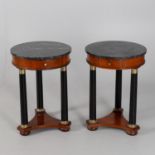 Fiorini- a pair of Italian marble topped circular occasional tables