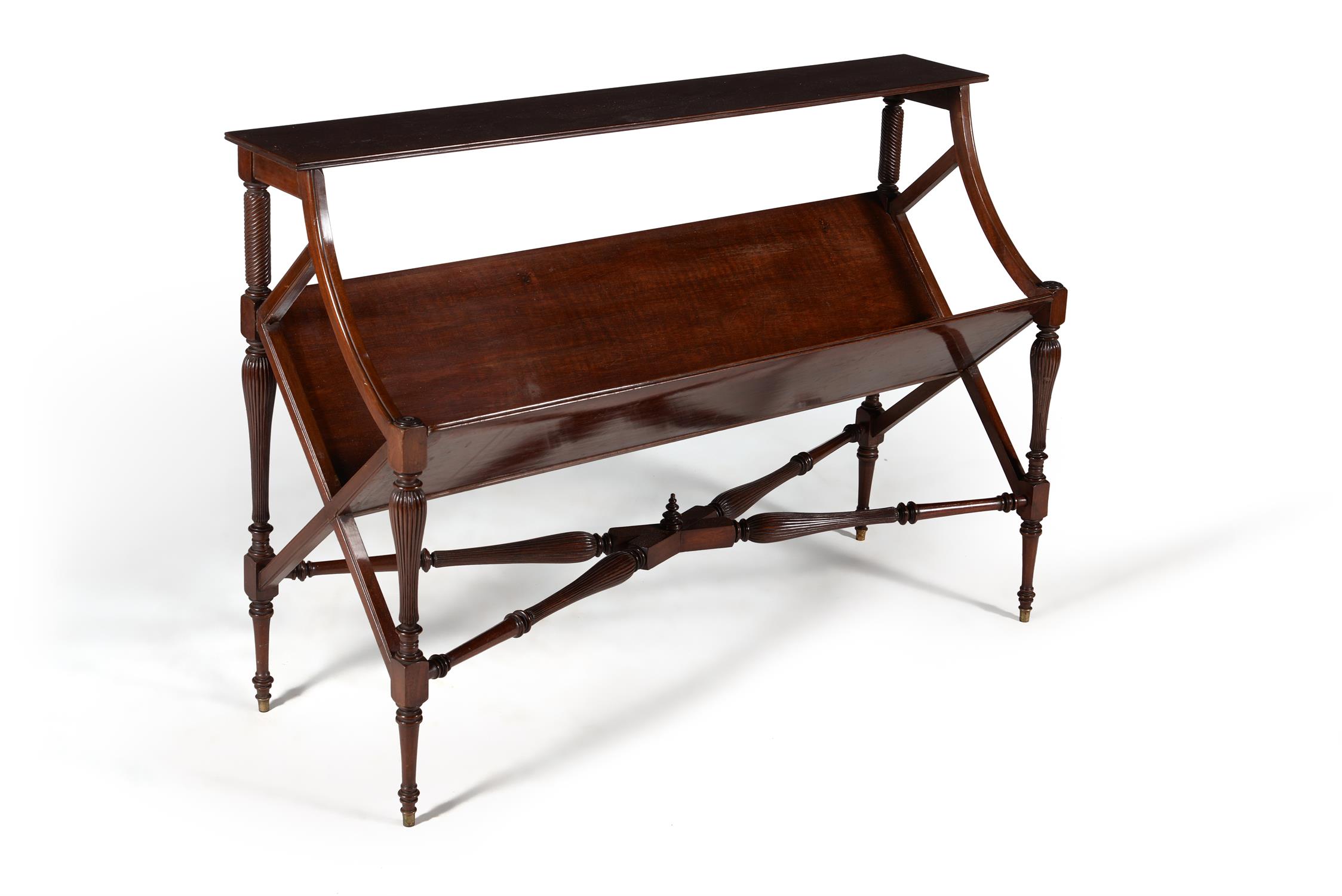 A pair of mahogany book troughs, circa 1900, in the manner of Shoolbred & Co - Image 2 of 6