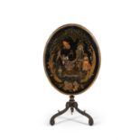 A Regency black lacquered and gilt Chinoiserie tripod table, circa 1820