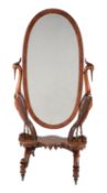A Victorian mahogany cheval mirror