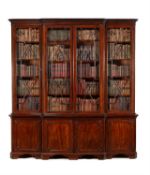 A mahogany breakfront library bookcase