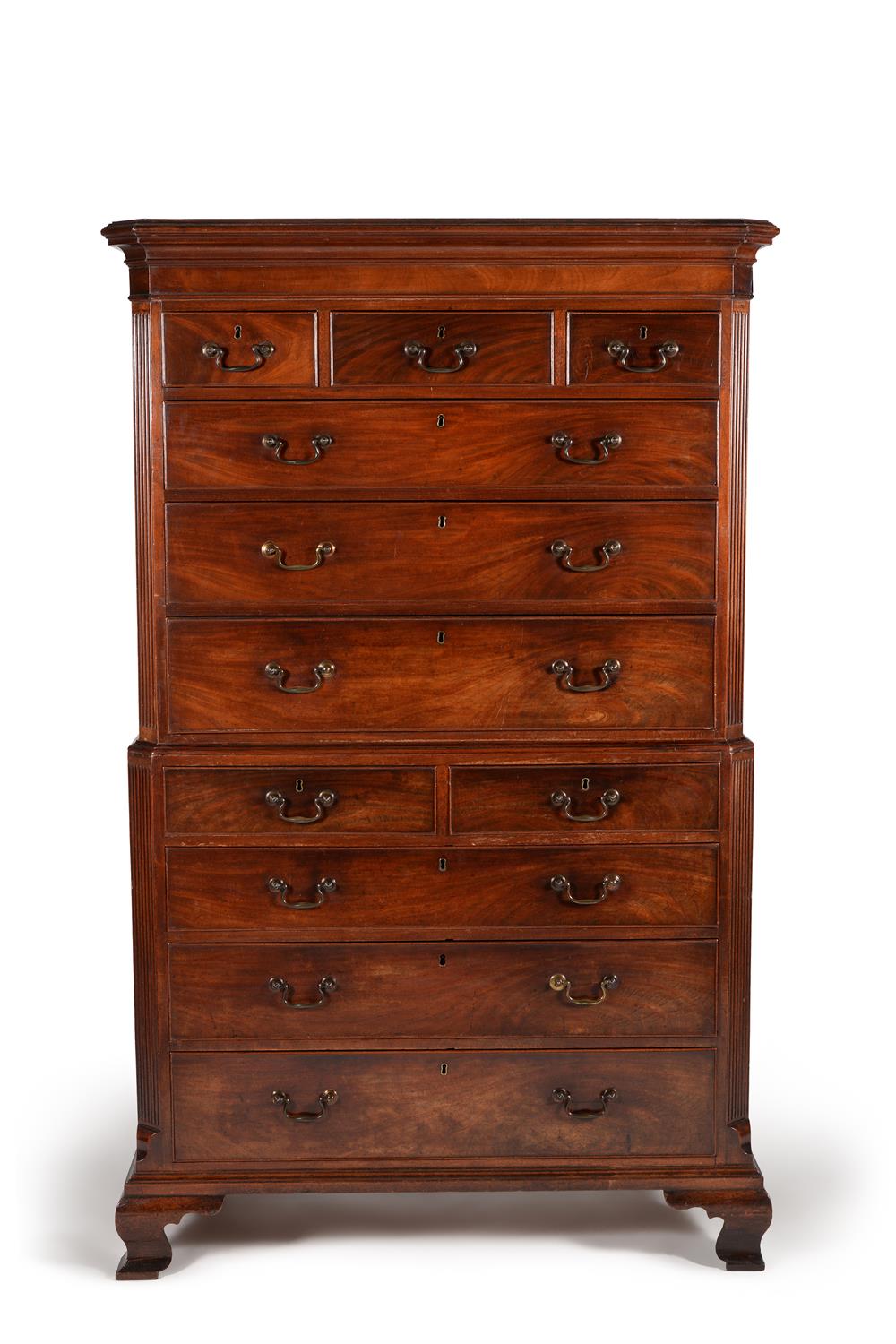 A George III mahogany chest on chest, circa 1780