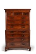 A George III mahogany chest on chest, circa 1780