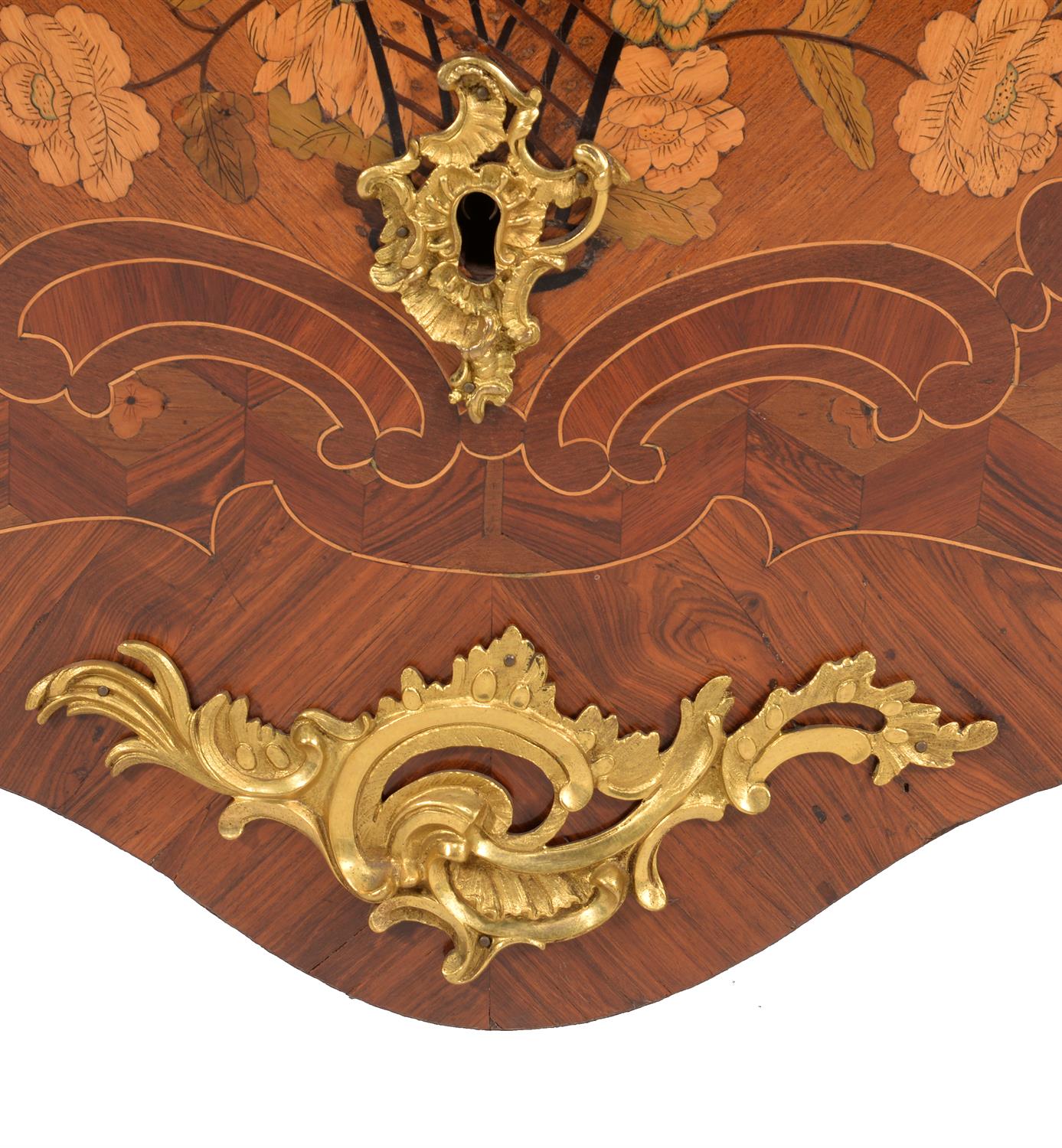 A Louis XV tulipwood, specimen marquetry and parquetry serpentine commode, stamped * A LAPIE - Image 3 of 9