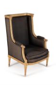A Louis XVI giltwood and upholstered bergère armchair