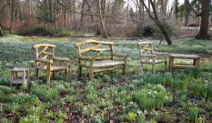 A suite of bamboo garden seat furniture