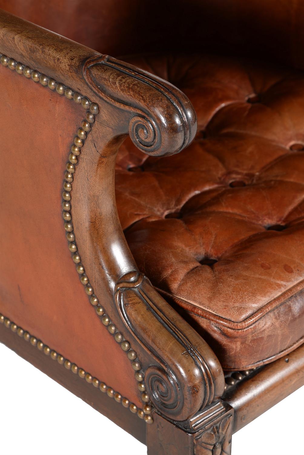 A George IV mahogany and leather upholstered library armchair, circa 1825 - Image 3 of 3