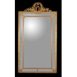 A large French giltwood wall mirror, in Louis XVI style, late 19th century