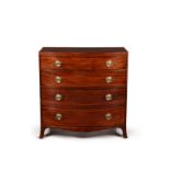 A George III mahogany and satinwood crossbanded bowfront chest of drawers