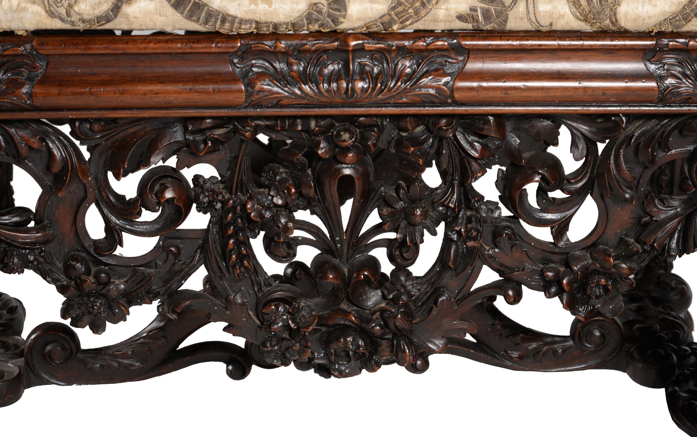 A carved walnut stool, in late 17th century style, in the manner of designs by Daniel Marot - Image 3 of 5