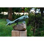 Adam Warwick Hall, Harrier Hawk, Bronze with ice blue patination