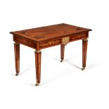 Y A Victorian amboyna, marquetry and gilt metal mounted centre table, in the manner of Gillow & Co.