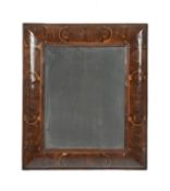 A William & Mary laburnum oyster veneered cushion framed wall mirror, circa 1690