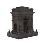 A French patinated bronze model of the Arc de Triomphe de l'Étoile