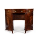 A pair George III figured mahogany side cabinets or serving tables, circa 1810