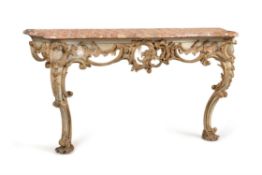 A George III carved giltwood and gesso console table, circa 1770