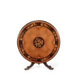 A Victorian burr walnut and marquetry circular centre table