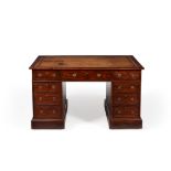 A George III mahogany partners pedestal desk, circa 1800