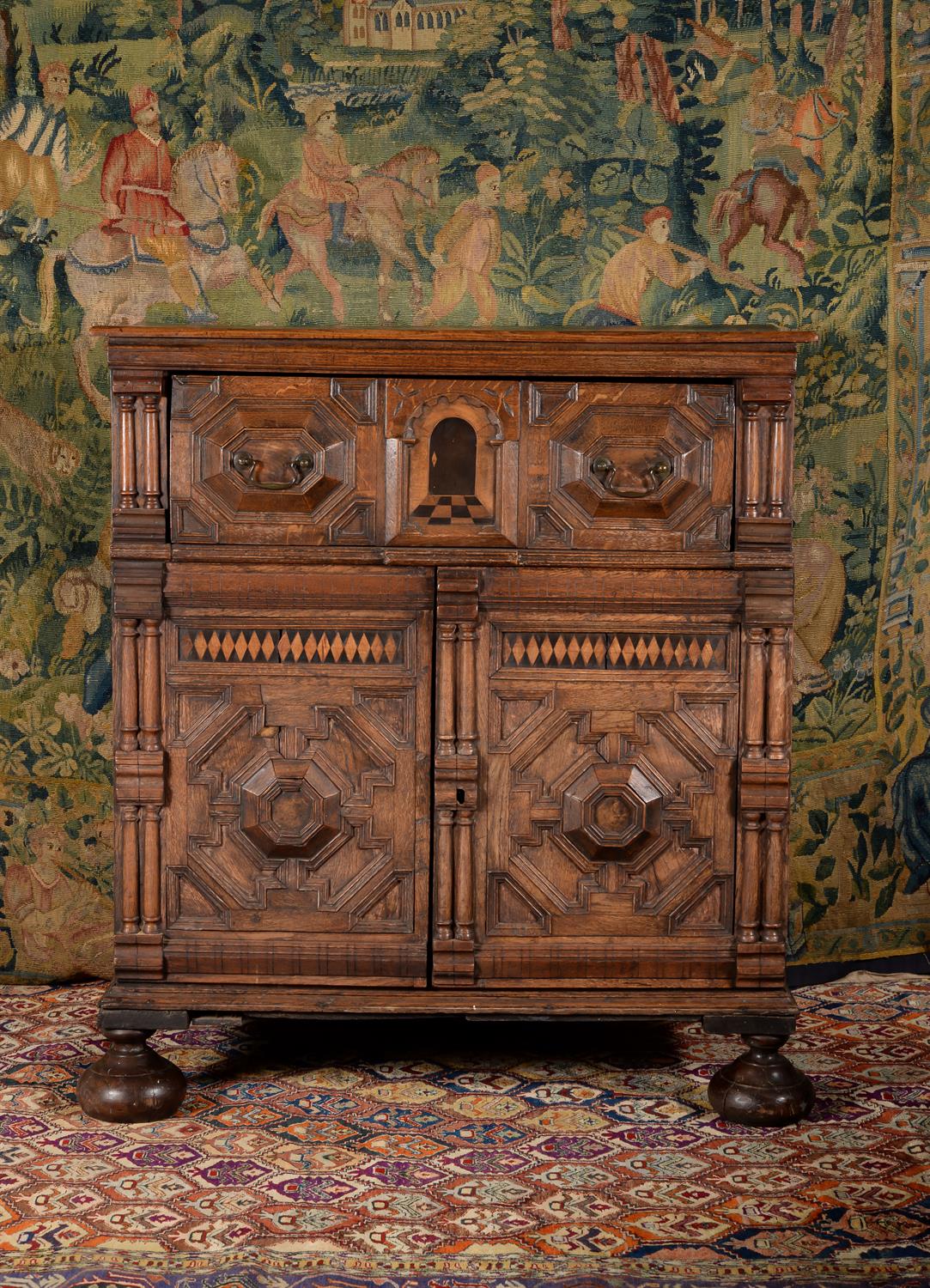 A Charles II oak and parquetry chest, circa 1680