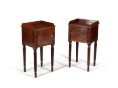 A pair of mahogany bedside cupboards, in Regency style, 19th century and later