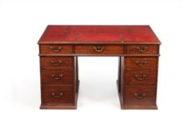 A George III mahogany partners pedestal desk, circa 1780