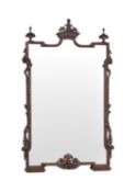A carved mahogany wall mirror, in mid 18th century style, 19th century