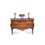 A Louis XV tulipwood, specimen marquetry and parquetry serpentine commode, stamped * A LAPIE