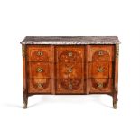 Y A Louis XVI kingwood and floral marquetry breakfront commode, late 18th century,