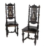 Y A matched set of twelve Milanese ebony , ebonised and ivory marquetry chairs, in 17th century styl