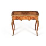 Y A Victorian burr walnut, rosewood and specimen marquetry bureau plat, in Louis XV style