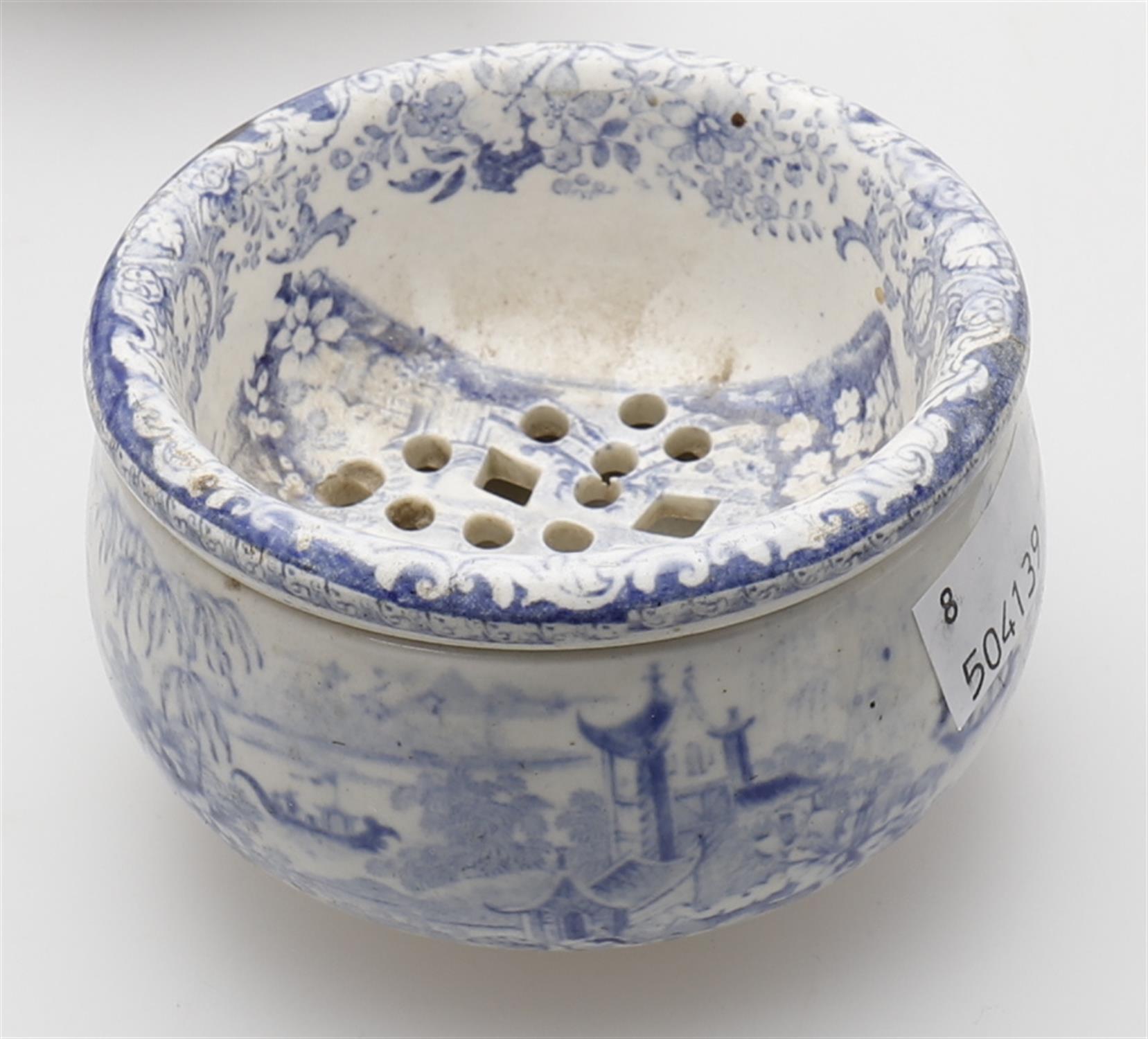 Three 19th century blue and white transfer decorated blue and white baby feeders - Image 3 of 5