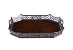 A small mahogany tray in the Chippendale Chinese manner