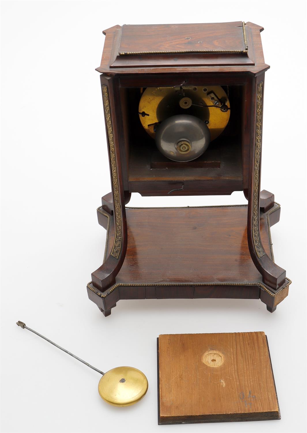 Y A late 19th century French rosewood and gilt metal mounted 8 day mantel clock - Image 4 of 4