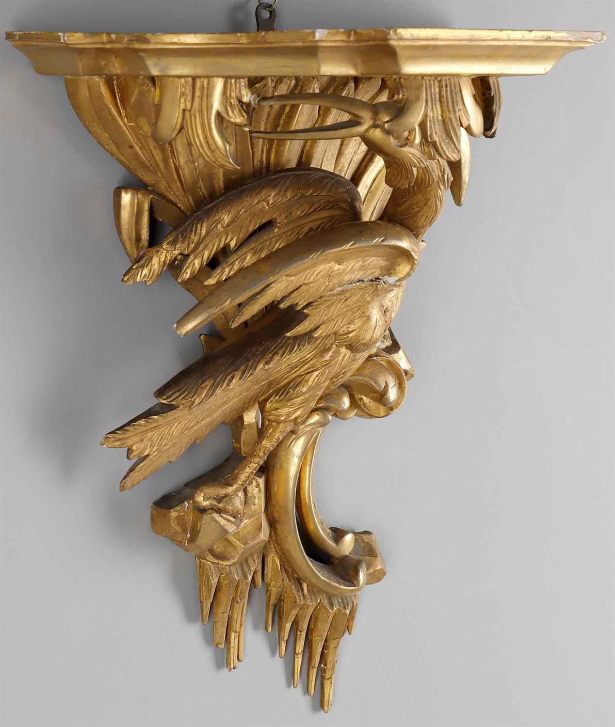 A carved giltwood wall bracket after a design by Chippendale - Image 2 of 4