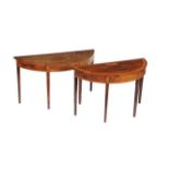 Two George III and later mahogany and satinwood banded side tables
