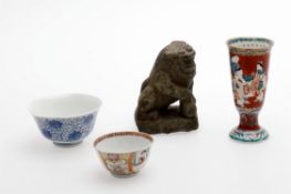 Asian items including a Chinese blue and white bowl