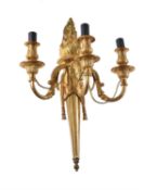 A French gilt bronze three light wall applique and another