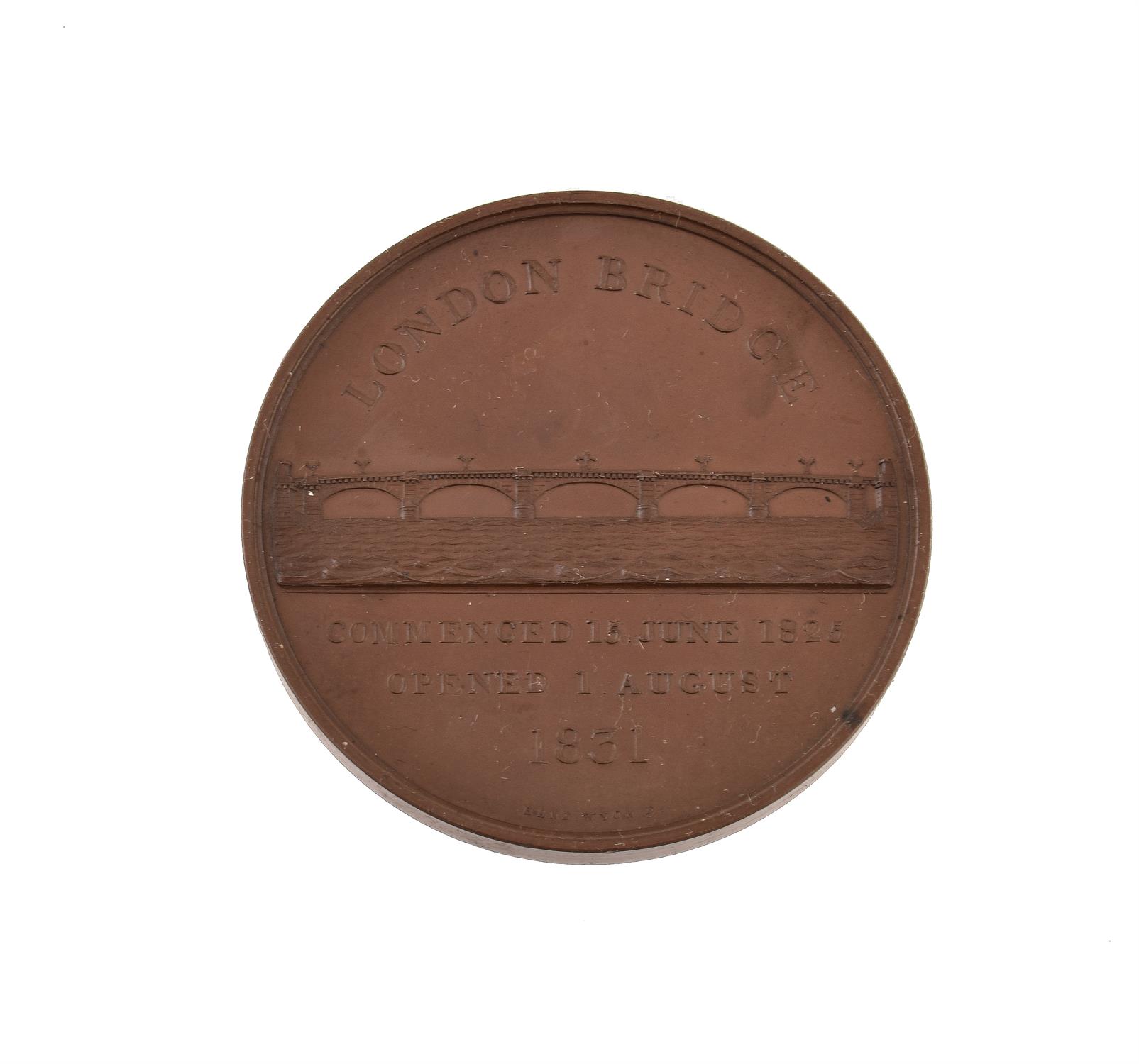 London Bridge opened 1831, bronze medal by B Wyon - Image 2 of 2