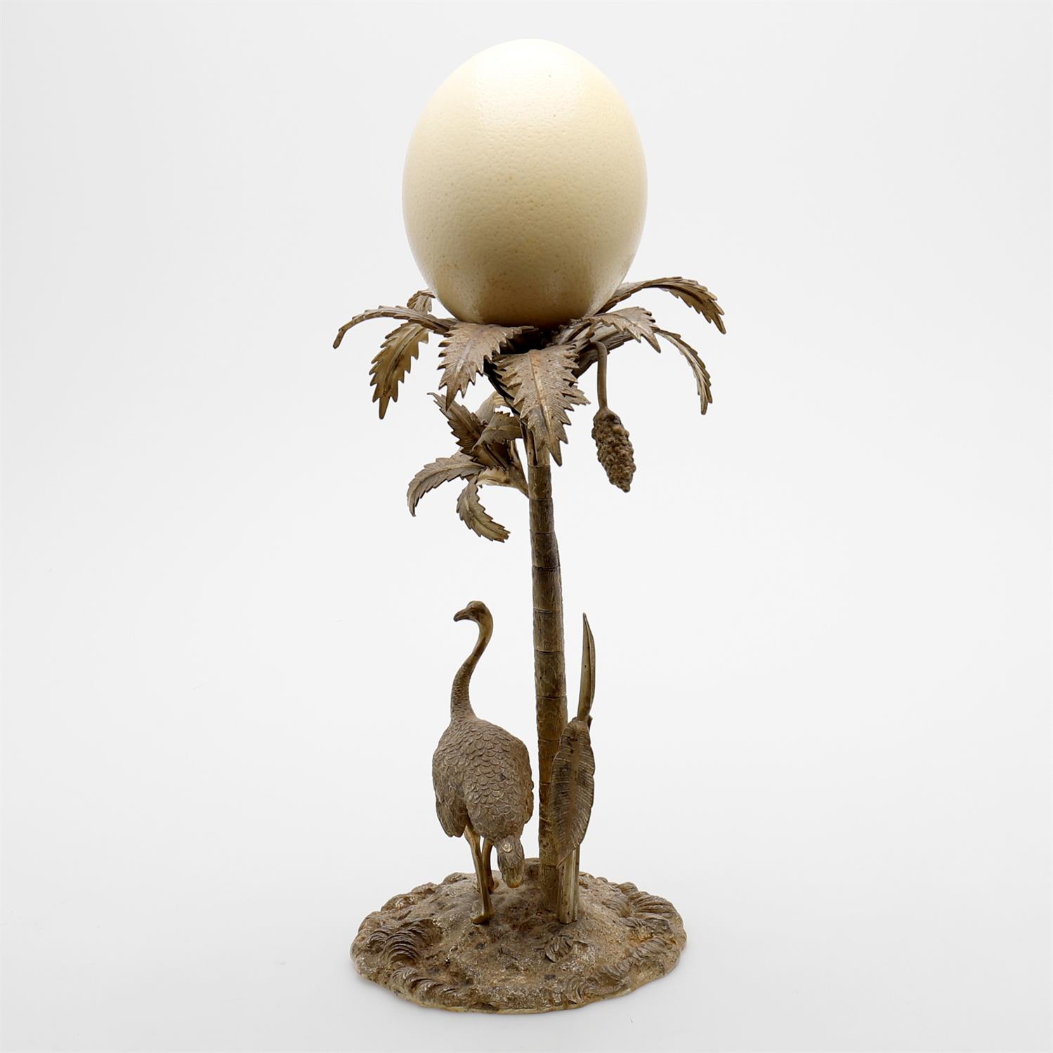 A plated table centrepiece in the form of two entwined palm trees with ostrich below - Image 2 of 6